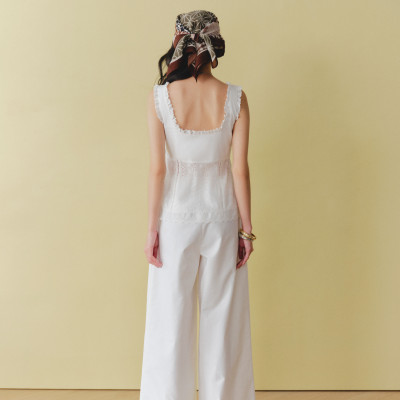 DOTTIE - Quần ống rộng xếp ly - Trắng - Q0397