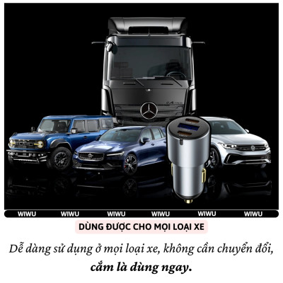 Tẩu củ sạc nhanh 60W cho xe hơi ô tô 2 PD3.0 Type- C + USB-A QC3.0 hiệu WIWU Nano Pro cho iphone 17 16 15 14 13 12 iPad Vivo Oppo samsung cho Macbook - hàng nhập khẩu