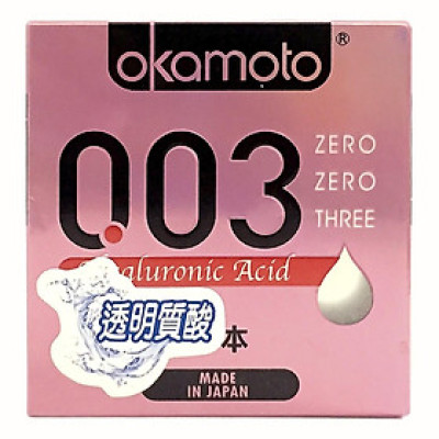 Combo 2 hôp  Bao Cao Su Okamoto 0.03 Hyaluronic Acid Siêu Mỏng Dưỡng Ẩm Và Bôi Trơn Hộp 3 Cái