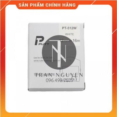 [Combo 5 cuộn] Băng nhãn in MAX PT-512W - Đen nền trắng 12mm x 16m - Hàng nhập khẩu