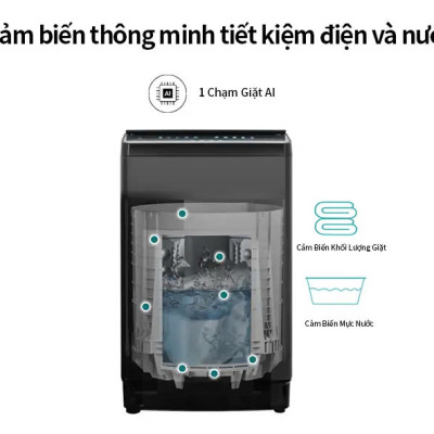 Máy Giặt Hisense 13kg WTJH1313UB Giặt thông minh AI tiết kiệm điện và nước, bảo hành 2 năm - HÀNG CHÍNH HÃNG