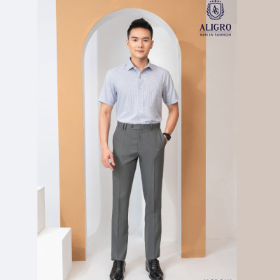 Quần âu nam ALIGRO màu lông chuột dáng basic ống đứng, chất liệu cao cấp ALGO1014