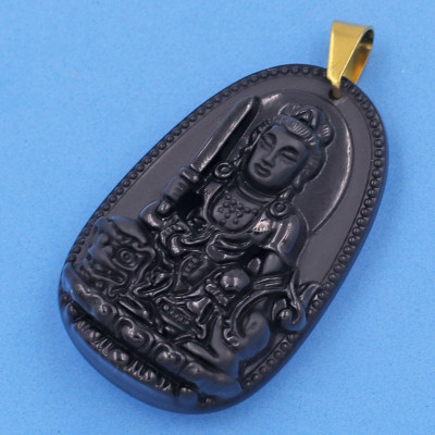 Mặt Văn Thù Bồ Tát - thạch anh đen 6cm MTES3 - tuổi Mão