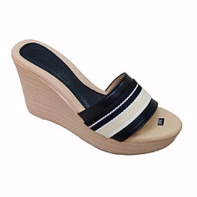 Dép Nữ Quai Ngang Đế Xuồng HÀ NAM Da Bò Thật Cao Cấp 9cm DNU2162