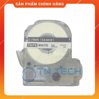 NHÃN IN TEPRA-EPSON LC-7WBN (SS36KW) – CHỮ ĐEN NỀN TRẮNG 36MM X 8M [Hàng nhập khẩu]