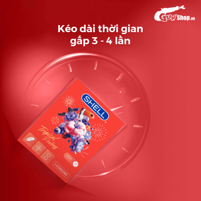 Bao cao su Shell Tropical Prolong kéo dài thời gian, hương hoa quả nhiệt đới - Hộp 3 cái
