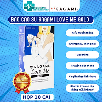 Bao cao su Sagami LoveMe Gold, siêu mỏng, truyền nhiệt nhanh, cảm giác thật - Hộp 10 chiếc