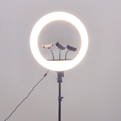 Đèn Livestream size 26 36 45 cm và chân đế 2m hỗ trợ chụp ảnh Make up trang điểm nhiều chế độ sáng, kèm kẹp điện thoại - Hàng chính hãng