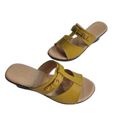 Dép Nữ Quai Ngang Đế Xuồng HÀ NAM Da Bò Thật Thời Trang Cao Cấp 4cm DNU2181