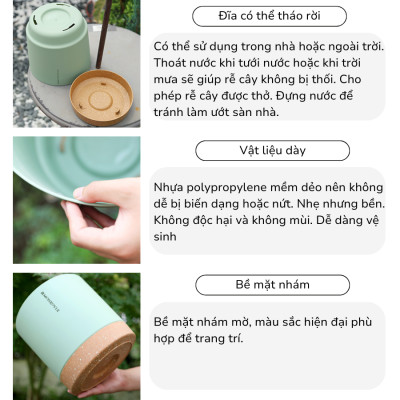 Chậu tự tưới thông minh Monrovia cho hoa, cây cảnh trong nhà và ngoài trời hình trụ tròn