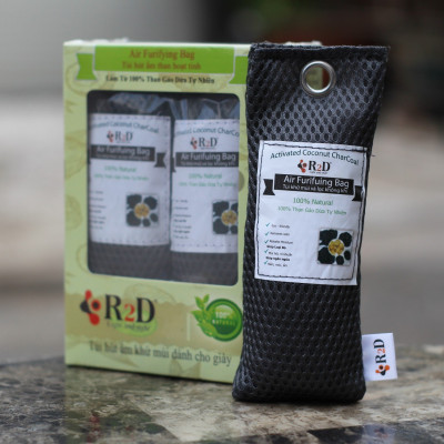 Túi hút ẩm khử mùi và lọc không khí cho tủ Giày Dép (hộp 4 túi nhỏ) làm từ Than hoạt tính gáo dừa