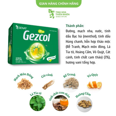 Kẹo thảo mộc Gezcol (Hộp 100 viên) - Genat - Giao 2H HCM