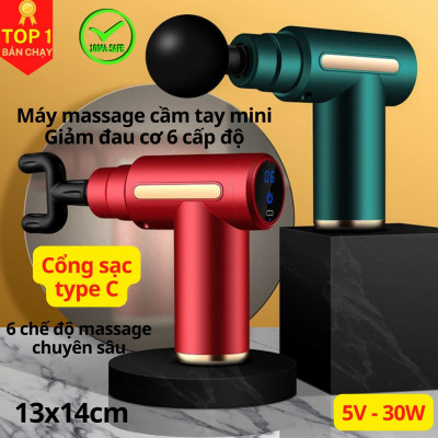 Súng Massage Mini Toàn Thân, Máy Massage Cầm Tay Mini 6 Cấp Độ Chuyên Sâu Đa Năng D Danido