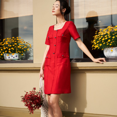 Đầm Tweed Cổ Vuông Lộc DRE190 thời trang thiết kế Hity