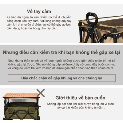 Xe kéo dã ngoại, ngoài trời, du lịch, cắm trại, picnic, đa năng bánh xe rộng có khóa cố định dung thích 230l gấp gọn