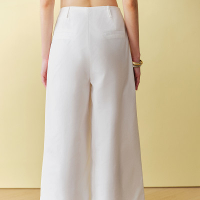 DOTTIE - Quần ống rộng xếp ly - Trắng - Q0397