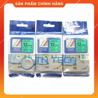 Nhãn In Tz2-731 - Đen nền xanh lá 12mm x 8m - Dùng cho máy in BROTHER - AIMO - PUTY [Hàng nhập khẩu]