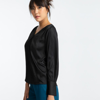 Áo Kiểu Đẹp Áo Đắp Vạt Thời trang thiết kế Hity TOP100 (Đen Huyền Bí)