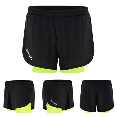 Quần short thể thao nam 2 lớp WOSAWE chất liệu polyester cao cấp, thoáng khí và nhanh khô, logo thương hiệu phản quang