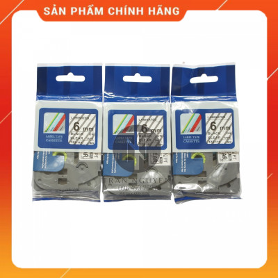 Nhãn In Brother Tz2-111 [Combo 3 hộp] Đen nền trong 6mm x 8m - Hàng nhập khẩu