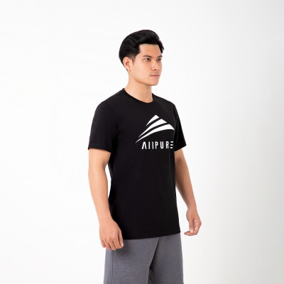 Áo thun cotton ALLPUR với logo in trực tiếp Single Jersey Essentials đen nam tính