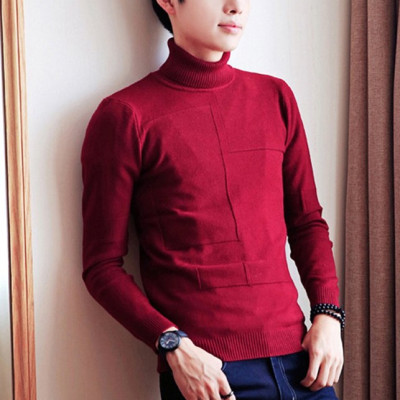 Áo thun len tay dài AT407 đỏ cổ cao phối viền