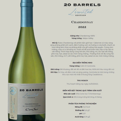 RƯỢU VANG TRẮNG CHILE 20 BARRELS LIMITED EDITION CHARDONNAY 