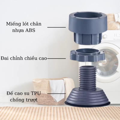 Bộ 4 Chân Kê Máy Giặt Chống Rung, Điều Chỉnh Được Độ Cao, Đế Chống Ồn Máy Giặt, Máy Sấy, Hàng chính hãng