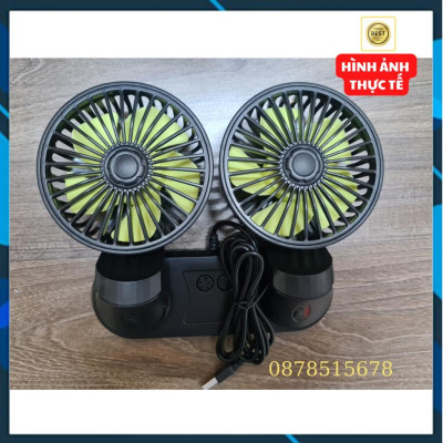Quạt đôi mini công suất lớn dùng xe 12v, 24v xoay 360 tiện ích trên ô tô, xe hơi - hàng cao cấp