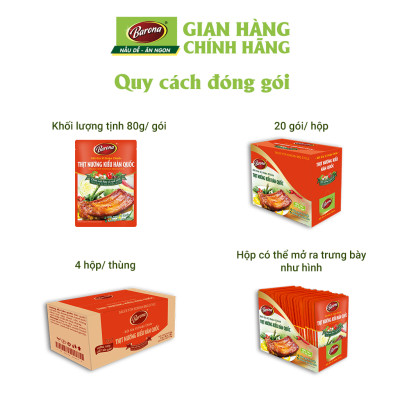 Combo 3 gói Xốt Gia vị hoàn chỉnh Barona - Thịt Nướng Hàn Quốc 80gr