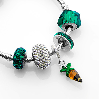 BeCharm Pha Lê Swarovski Đá Xoắn Ốc Màu Xanh Lá S14mm