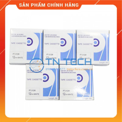 Nhãn in MAX PT-312W - Chữ đen nền trắng 12MM x 8M - Dùng cho máy in ống MAX [Hàng nhập khẩu]
