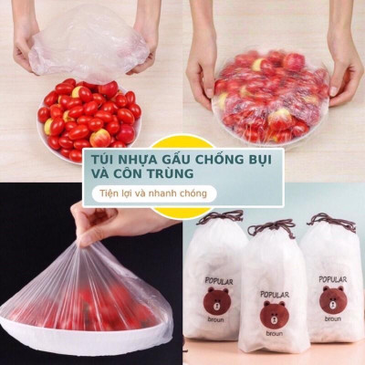 Bộ 200 Màng Bọc Thực Phẩm Hình Gấu - Chất Lượng Cao