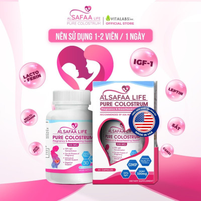 Sữa non nguyên chất al SAFAA life 500mg-USA, 30%IgG