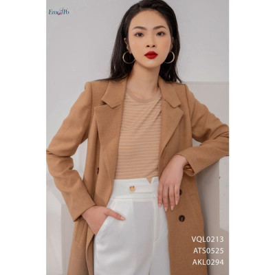 Áo len mỏng cổ tròn không tay kẻ ngang Emspo ATS0525