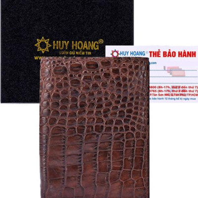 Ví Nam Da Cá Sấu Kiểu Đứng Huy Hoàng HT2248 (12.5 x 10 cm) - Nâu Đất