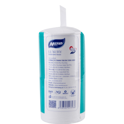 Combo 2 lốc giấy vệ sinh Luxury, lốc 6 cuộn thương hiệu Nano, có lõi và không lõi, giấy mịn, an toàn khi sử dụng