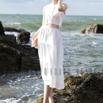 Set áo váy croptop trắng NGADO , váy nữ , set đồ nữ , Set áo nữ thiết kế kèm chân váy