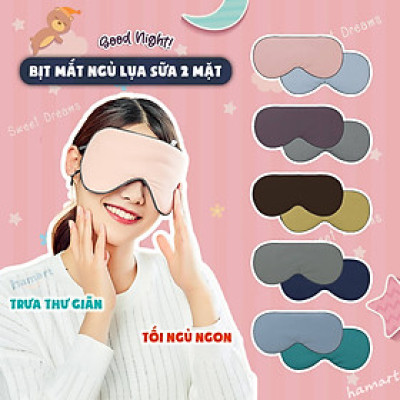 Bịt Mắt Ngủ Lụa Mềm 2 Mặt Ấm Và Mát Mặt Nạ Che Mắt Ngủ Vải Lưới Thoáng Khí Cao Cấp