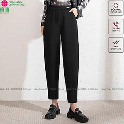Quần baggy nữ Hiền Trần BOUTIQUE chất liệu mỳ nỉ mềm ấm đai chữ D mặc thu đông