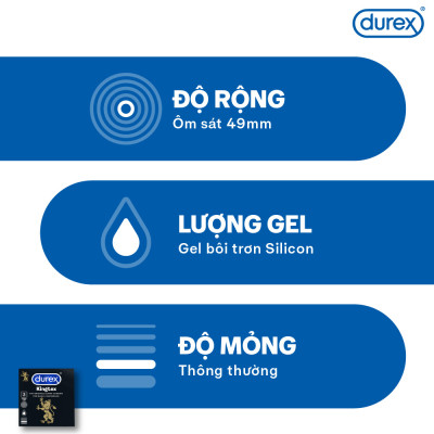 Bộ 4 hộp bao cao su Durex Kingtex ôm sát, bôi trơn (size 49mm, 3 bao/hộp)