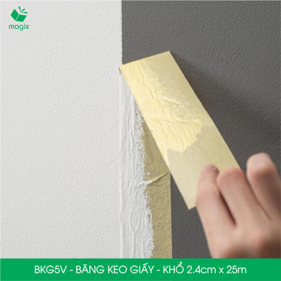 BKG5V - Block 12 cuộn băng keo giấy khổ 2.4cm x 25m - Băng dính giấy viết được, chặn màu sơn