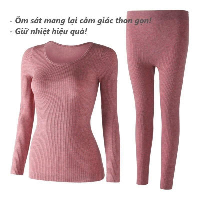 Bộ quần áo mặc nhà nữ mùa đông vải len tăm mềm mại tôn dáng sexy