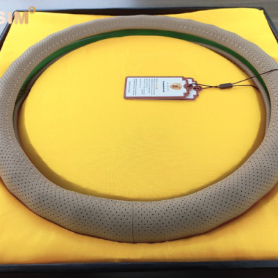 Bọc vô lăng mã 8932 màu be - Chất liệu da thật - Khâu tay 100% size M