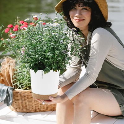 Chậu trồng cây tự tưới thông minh MONROVIA cho hoa, cây cảnh trong nhà và ngoài trời hình trụ tròn